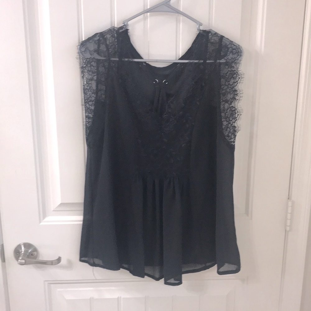 Amaryllis double layer lace sleeve blank tank set